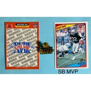 Super Bowl XVIII -Raiders World Champions Pin + 2 cards'84 Marcus Allen MVP+'89